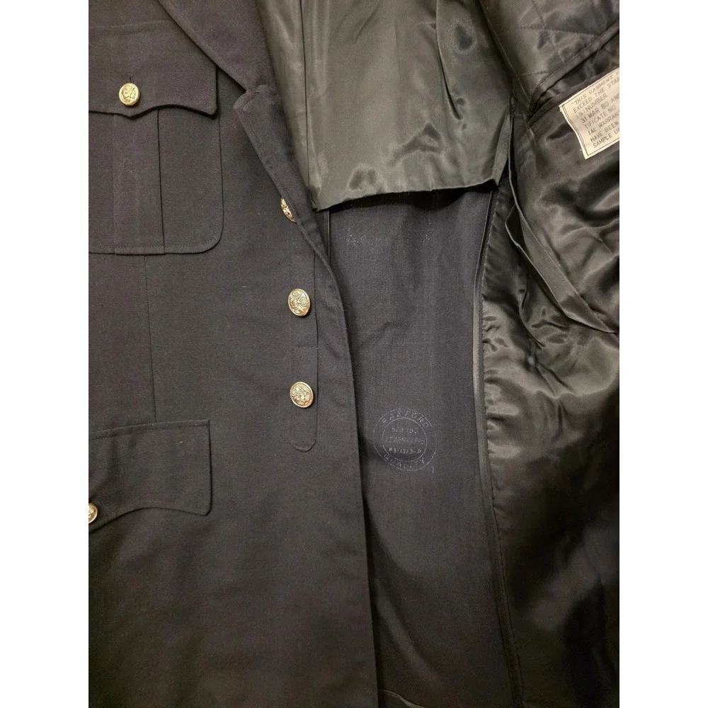 Vintage Sangwoo Suit Jacket Mens 40 Black Navy Officer Gold Buttons Hong Kong 90